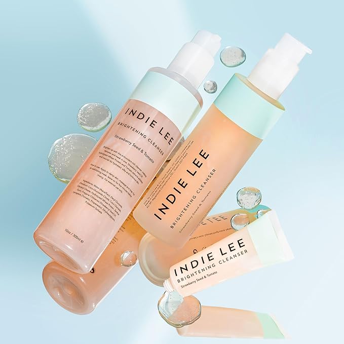 Indie Lee Brightening Facial Gel Cleanser, Clean & Gentle Daily Hydrating Makeup Remover & Exfoliating Face Wash & Mask, Non-Stripping Vegan & Plant-Based Formula, For All Skin Types (30 ml)