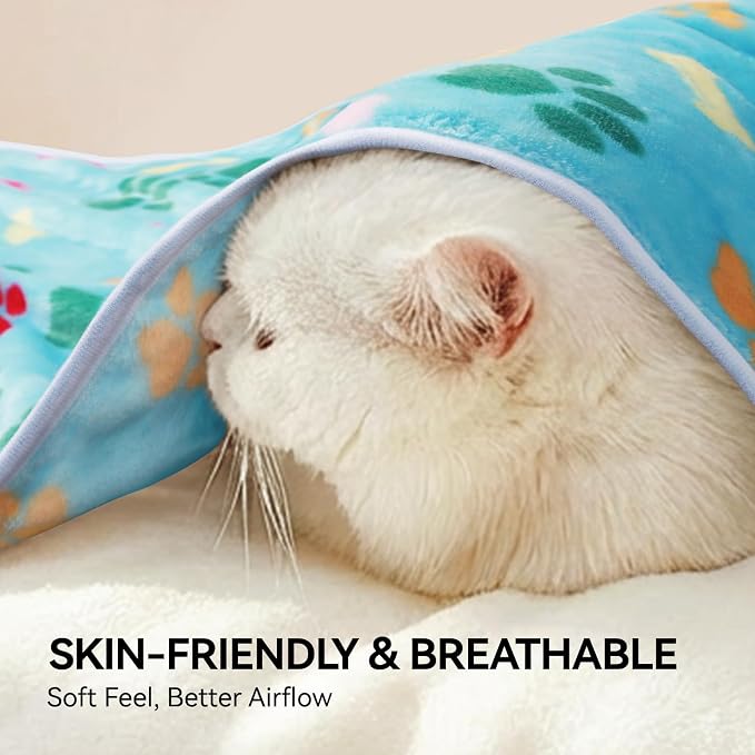 LINENLUX Dog Blankets 4-Pack, Super Soft Fluffy Fleece Pet Throw Warm | Premium flannel fleece pet throw for cats, puppies. Cozy warm for bed, crate, or couch naps; Bones and Claws-4pcs 40x31 inch
