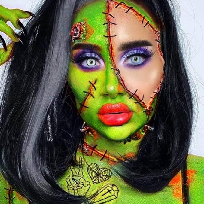 MEICOLY Light Green Face Body Paint(2.37Oz),Christmas Stocking Stuffers,Lime Green Face Paint for Halloween SFX Witch Elphaba Makeup,Camouflage Hunting Hulk Gamora,St Patrick's Day Accessories