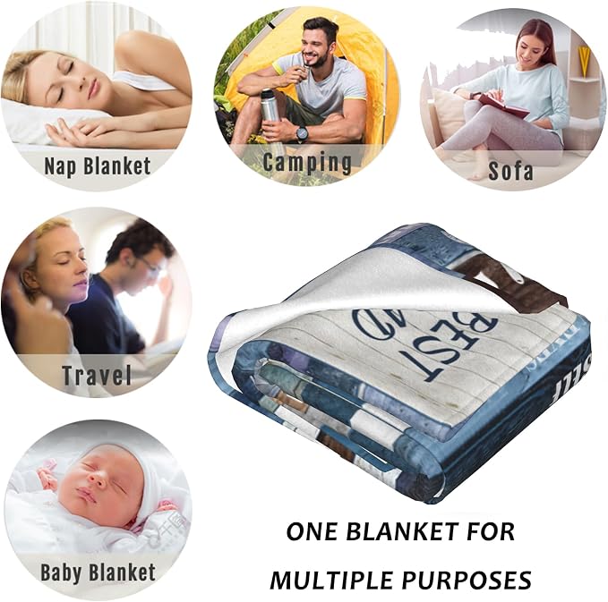 Gift for Dad from Daughter Son, Dear Dad Blanket for Father's Day, Throw Blankets Anniversary Birthday Super Soft Flannel Throw Blankets for Christmas Valentines Thanksgiving for Bed Sofa(60''x80'')