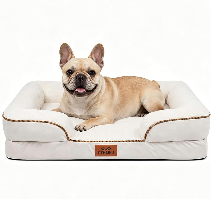 Orthopedic Dog Bed Medium Size Dog, Memory Foam Dog Bed Couch, 30" L | Dual-layer Foam Mat, Washable Cover&Waterproof, Contoured Bolster Design, Indoor&Car Truck, Pet Bed for Dogs Cats Up to 35lbs