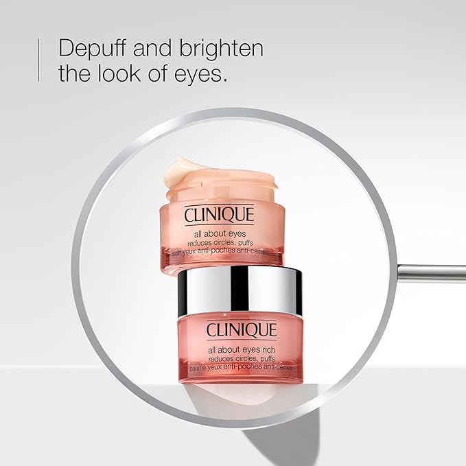 Clinique All About Eyes Lightweight Eye Cream With Vitamin C | Hydrating,Brightening,Depuffing + Dark Circle Reducing,1 Ounce,(Pack of 2)