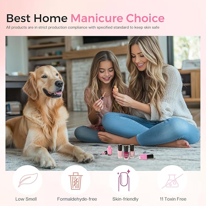 Morovan Fingernail Nail Polish Set: Valentine Neutral Nude Light Baby Pink Nail Polish Kit Spring Summer Air Quick Dry Pale Regular Fingernail Polish Pack DIY for Women Girls Gift Holiday