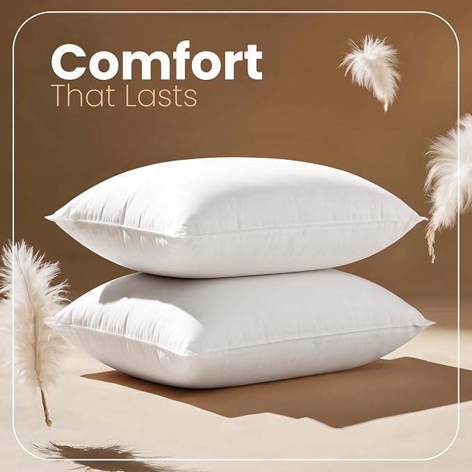 Utopia Bedding 16x24 Pillow Inserts, White Throw Pillows for Couch, 2 Pack | Indoor cushion inserts for bed, sofa & couch, Supportive & fluffy decorative pillows for everyday comfort, Set of 2, White