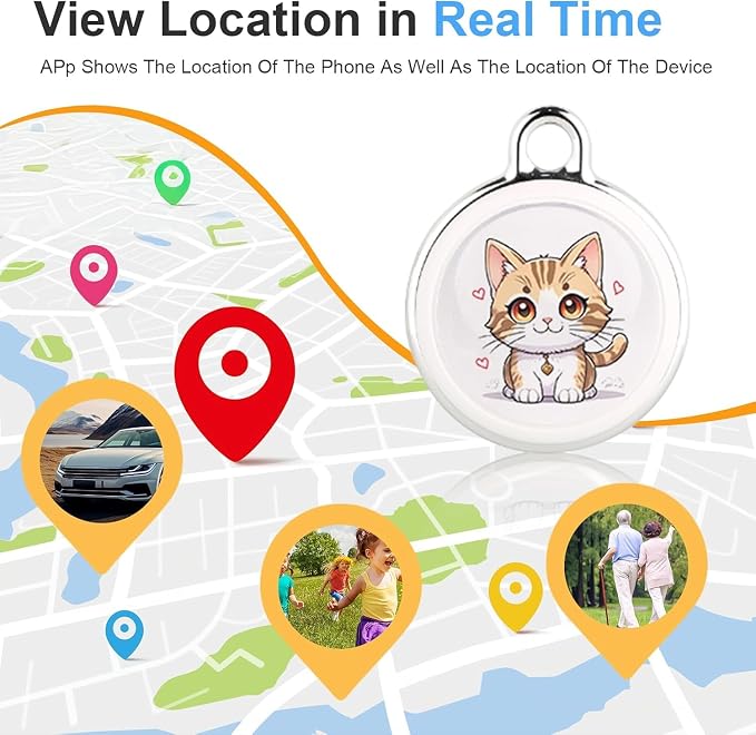 GPS Tracker for Vehicles – Real-Time Global Coverage Tracking Device for Cars, Kids, and Pets | Long Battery Life, No Monthly Fees & No SIM Card Required（Cat Style）