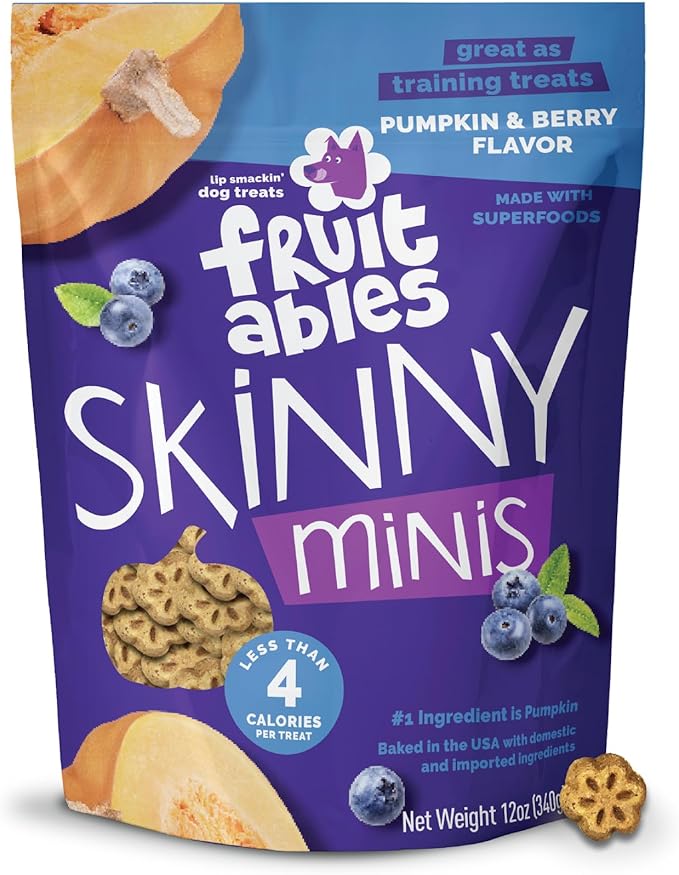 Fruitables Skinny Mini Dog Treats, Training Treats, Pumpkin & Berry, 12oz | Healthy Dog Treats, Crunchy Dog Biscuits, Healthy Puppy Treats, Limited Ingredient, Training Rewards, Made in USA
