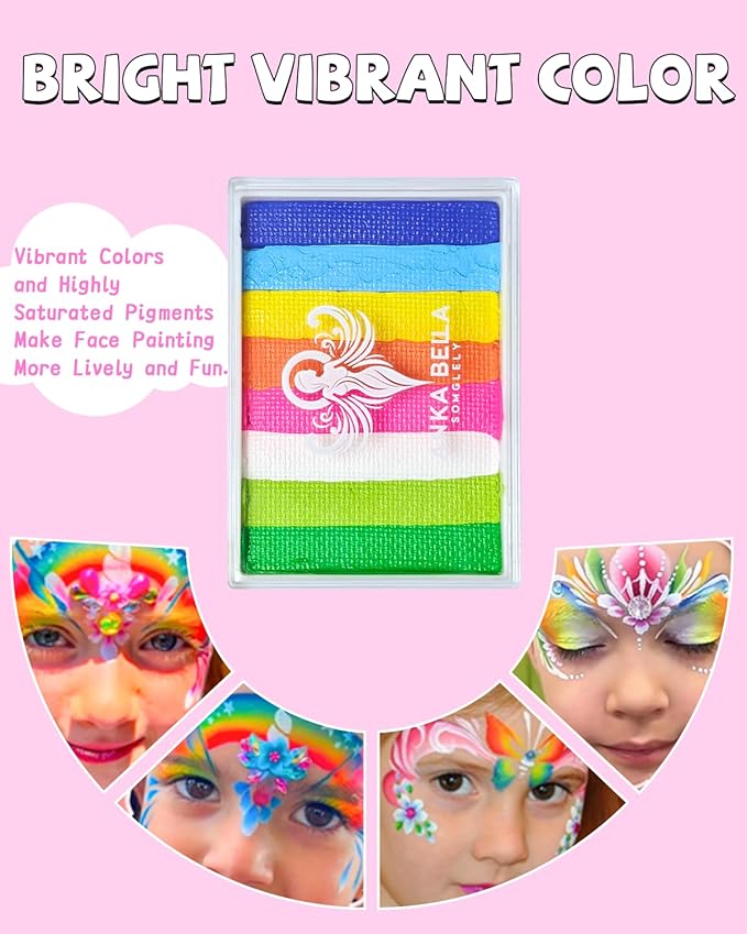 Anka Bella Professional Water Activated Rainbow Cake Face Paint（Rosy Clounds）50gm,Hypoallergenic, Non-Toxic,Face Body Painting Makeup