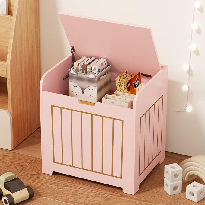 Aenuert Storage Chests, Small Cube Organizer Box,Wooden Entryway Storage (Pink, Without Handles)