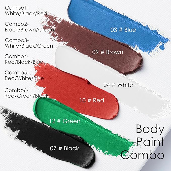 3 Colors Red Black Green Body Paint Sticks, Eye Black Baseball Sticks for Baseball/Football/Halloween/Costume Parties Accessories Vampire/Witch/Clown Makeup Face & Body Paint