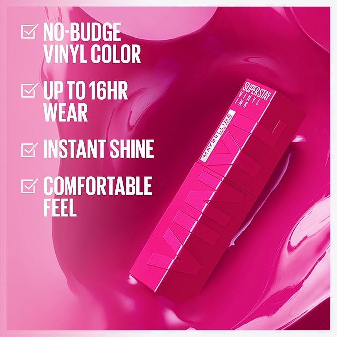 MAYBELLINE Super Stay Vinyl Ink Longwear No-Budge Liquid Lipcolor Make Up, Highly Pigmented Color and Instant Shine, Sultry, 1 Count