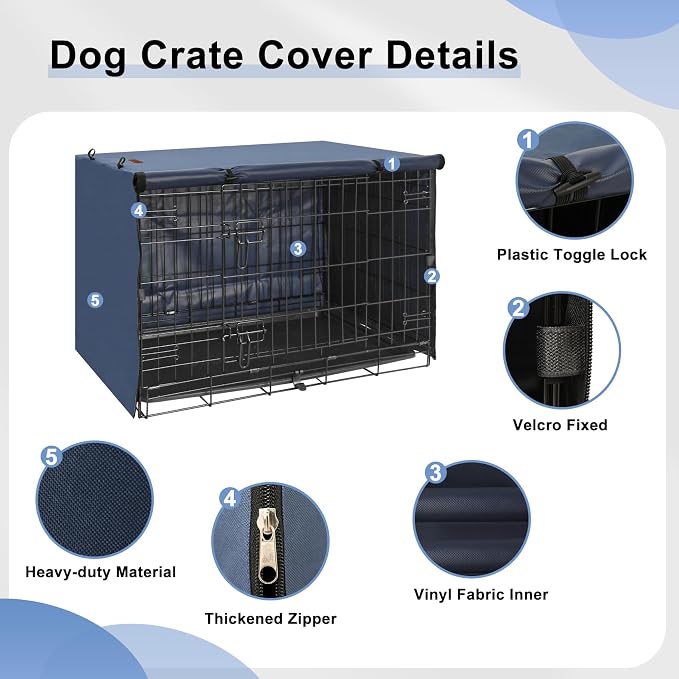 Seiyierr Dog Crate Cover - Kennel Covers Fit for 30 Inch Dog Crate, Double Door Polyester for Wire Puppy Crate Indoor Outdoor Protection, Blue