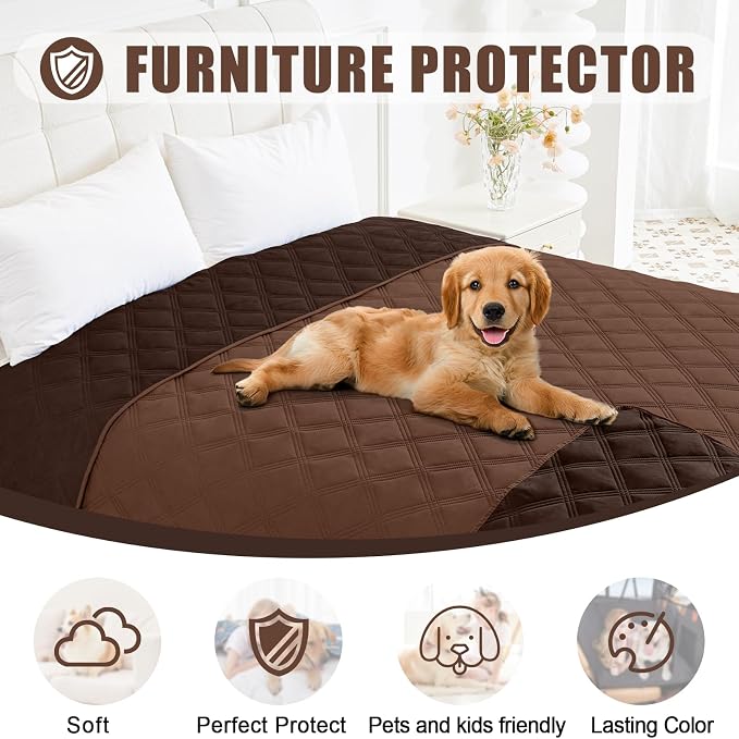 Smiry Waterproof Dog Bed Cover, Reversible Pet Blanket for Sofa Couch | Soft Washable Dog Blanket, Leakproof Couch Cover for Dogs Cats & Furniture Protection, 68x82, Brown/Chocolate