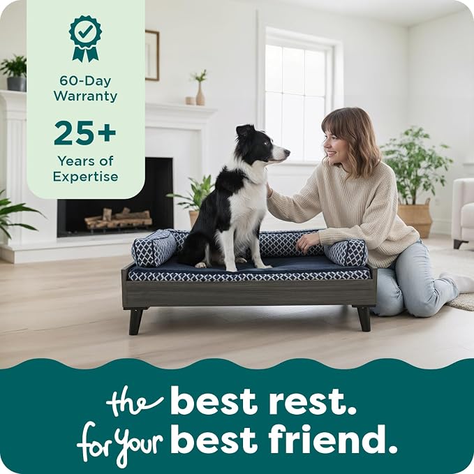 Furhaven (Old Version) Elevated Dog Bed Frame for 44" x 35" XL Dog Beds, Easy Assembly - Mid-Century Modern Bed Frame - Gray Wash, Jumbo/XL