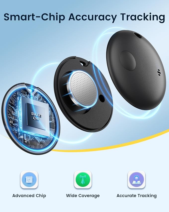 Air Tracker Tags-4 Pack, Smart Bluetooth Tracker Works with Apple Find My (iOS Only), Item Finder Key Finder with Replaceable Battery, Tracker Tag Locator for Keys, Luggage, FireWire Port Card (Black)