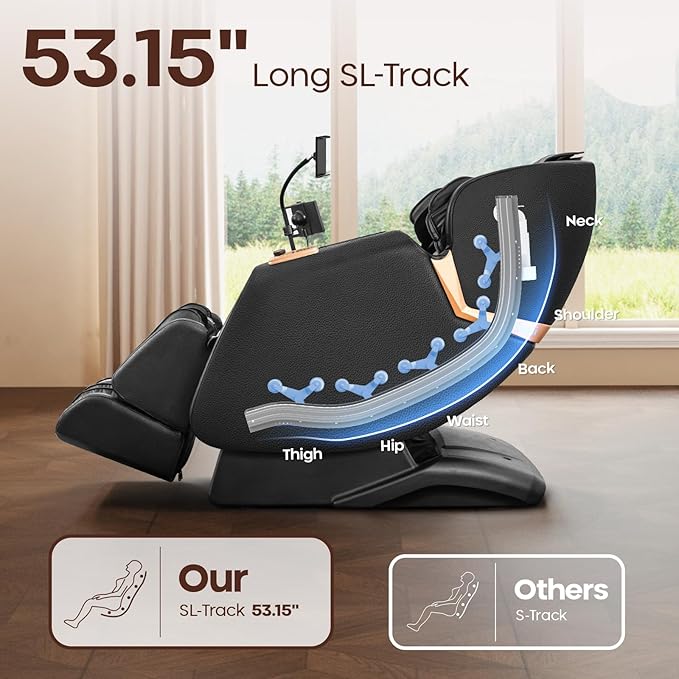 4D Massage Chairs Full Body - 53.5 Extend Sl Track Shiatsu Massage Chair - Zero Gravity Massage Chair,11 Massage Techniques,Core Heating & 22 Airbag, Smart Foot Rollers,Ai Voice, Yoga Mode