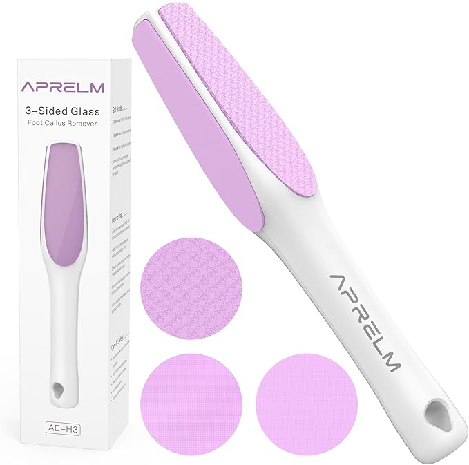 AprElm 3-Sided Nano Glass Foot Callus Remover, Professional 3-in-1(Coarse, Medium, Fine) Foot File, Pedicure Tools for Feet Hard Skin Smooth Polishing (Pink)