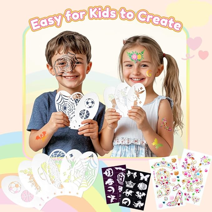 Janolia Rainbow Face Paint Kit - Water Activated, Split Cake Face Paint, Ideal for Kids Party, Halloween, Carnival, Easter