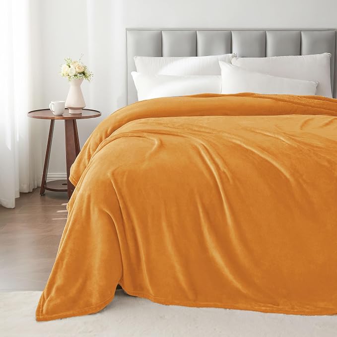 BEDELITE Fleece Blanket Soft Fall Queen Bed Blanket Burnt Orange 90"x90" | Ultra Soft Fleece, Plush Microfiber, Lightweight Warmth, Fall Decor, Fade Resistant, Machine Washable,Perfect for Bed