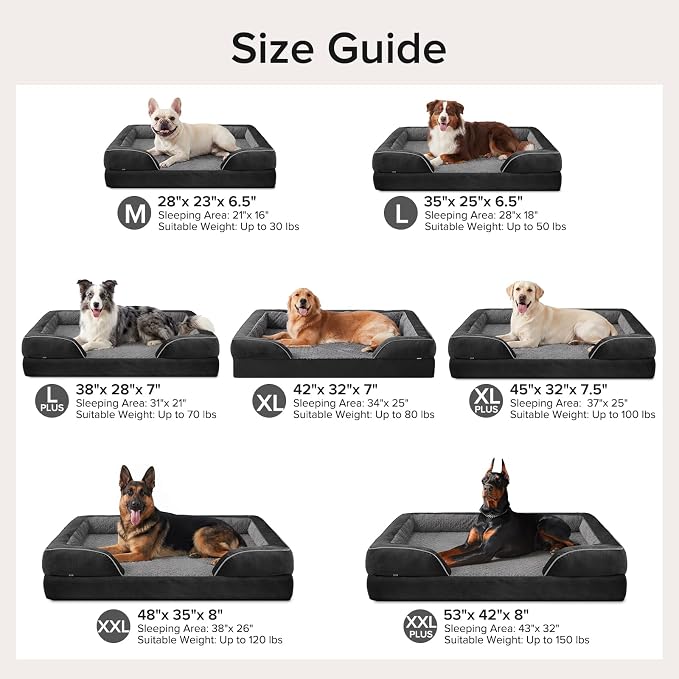 Jumbo Orthopedic Dog Bed for Extra Large Dogs, Waterproof, Egg-Crate Foam Dog Couch Bed with Washable Removable Cover, Waterproof Lining and Nonskid Bottom