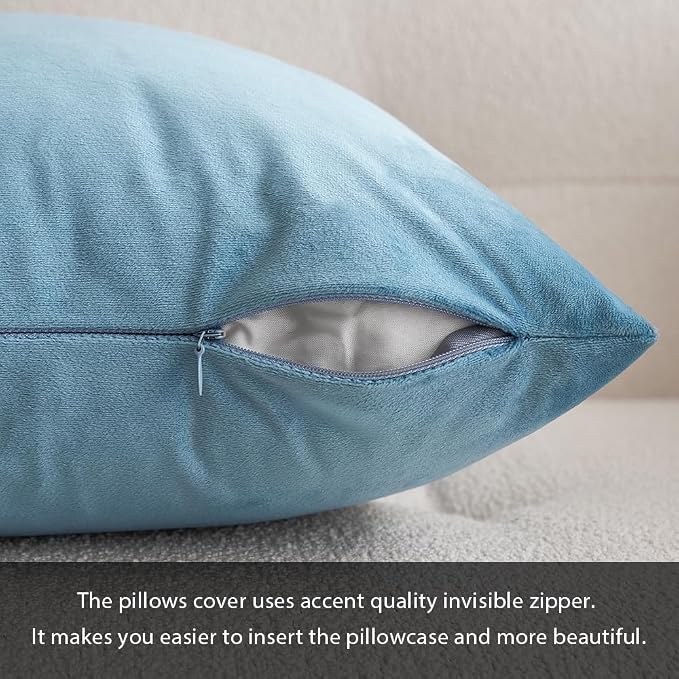 MIULEE 12x20 Inch Lumbar Velvet Throw Pillow Cover Set of 1 Blue Gray | Soft Luxury Decorative Throw Pillow Cover, Single Rectangle Cushion Case, Home Decor for Chair Couch Sofa Bedroom Car Bed