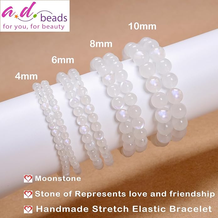 AD Beads Handmade Gemstone Stretch Elastic Bracelet Crystal Healing Reiki Nature's Beauty and Spiritual Essence Unisex