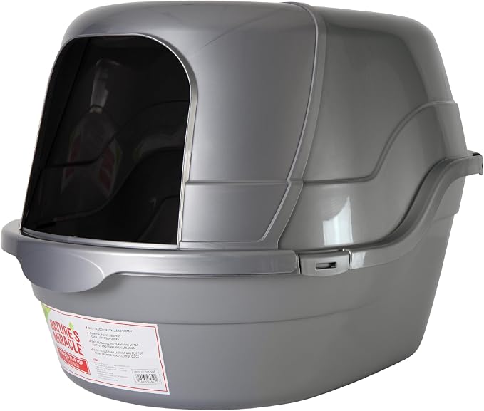 Nature's Miracle Hooded Flip Top Cat Litter Box with Charcoal Filter | Easy to Clean With Flip Top & Simple Latches, Charcoal Filter Absorbs Odor, Non-Stick Surface Prevents Litter Build-Up
