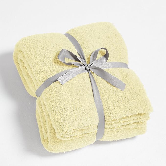 Knit Throw Blanket for Couch Yellow - Super Soft Lightweight Plush Fuzzy Fluffy Cozy Blankets and Throws for Sofa Bed, 60 x 80 inches