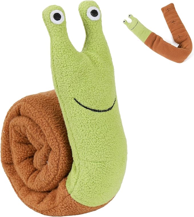 Snail Plush Dog Snuffle Toy, Squeaky Treat Dispensing Puzzle Toy for Small and Medium Breeds, Mental Enrichment