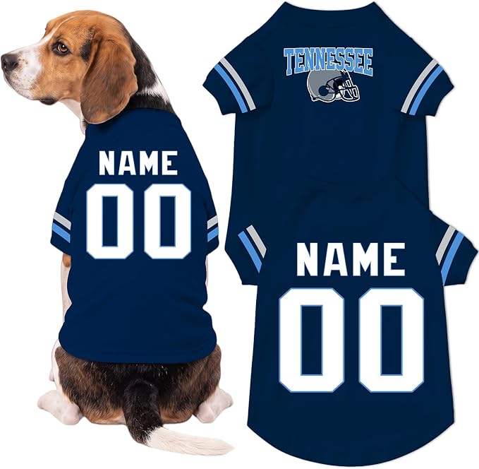 Tennessee Dog Clothes Personalized Pet Jersey T-Shirt Custom Name Number