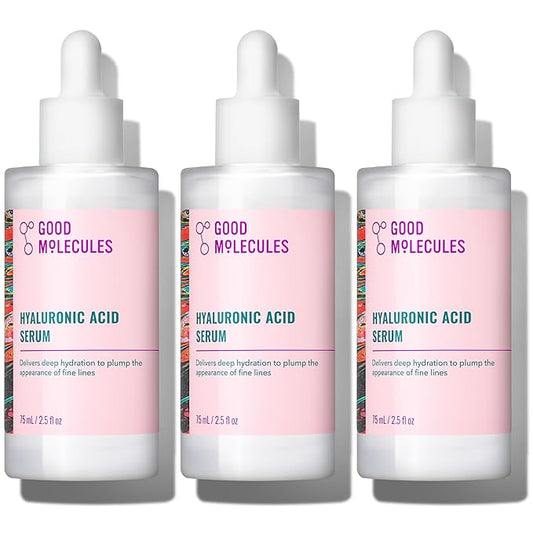 Good Molecules Hyaluronic Acid Serum Pack 3 – 75 ml / 2.5 fl oz Each | Lightweight Facial Serum with 1% Hyaluronic Acid for Hydration