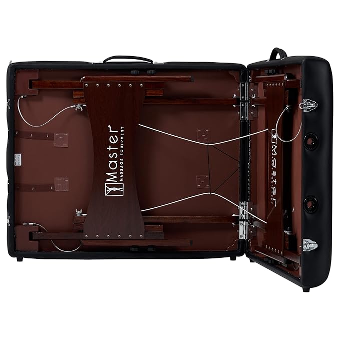 Master Massage Newport Black 30" Professional Portable Massage Table Package in Black with Ambient Lighting System