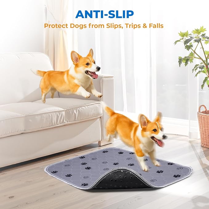 Fostanfly Reusable Puppy Pads, Washable & Absorbent, 18"x24"-2 Pack, Gray | Washable Pee Pads for Dogs, Leakproof & Waterproof Wee Wee Mat, Non Slip Training Potty Pads for Crate, Playpen
