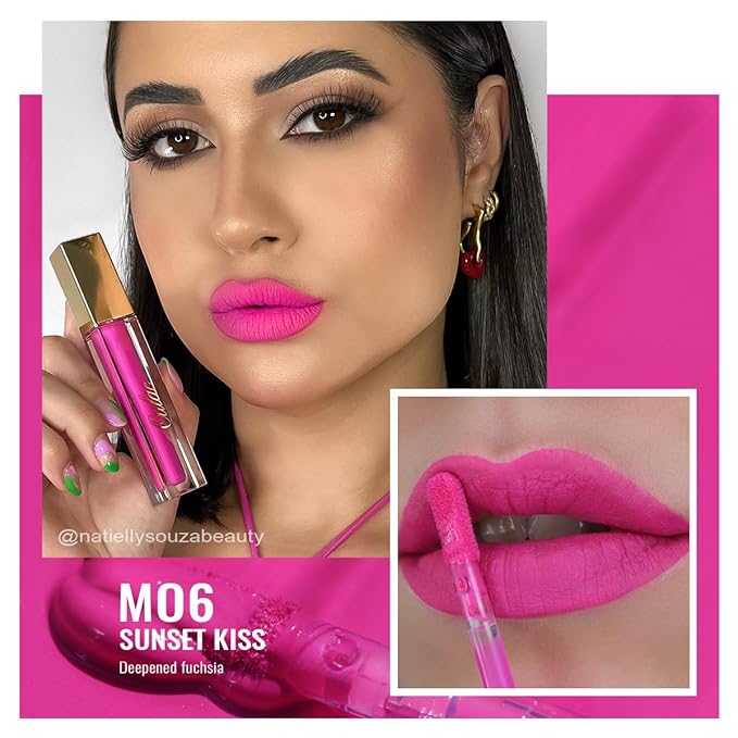 Oulac Matte Pink Lipstick for Women, Hot Pink Long Lasting Liquid Lipstick, High Impact Lip Color Full Coverage Lip Makeup with Vitamin E Waterproof Formula,Vegan M06