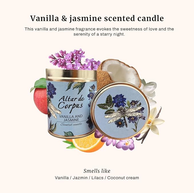 14 Oz Spring Candles for Home - Large Candle Vanilla Jasmine - Mothers Day Gifts - Luxury Candles for Men - Premium Soy Candle Blend - Bathroom Decor