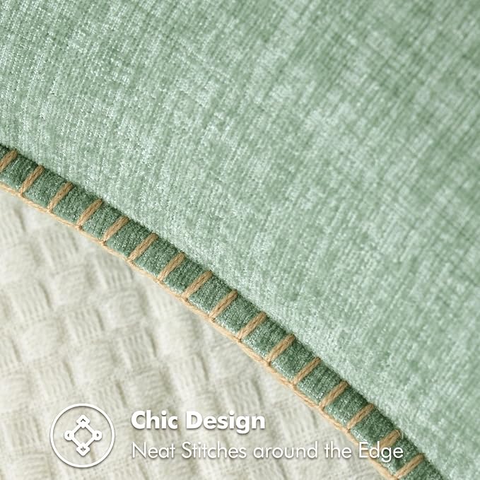MIULEE Decorative Couch Throw Pillow Covers 20x20 Inch Greyish Green 2 Pack | Farmhouse Pillow Covers with Stitched Edge, Soft Chenille Cushion Cases, for Sofa Bed Living Room Home Decor