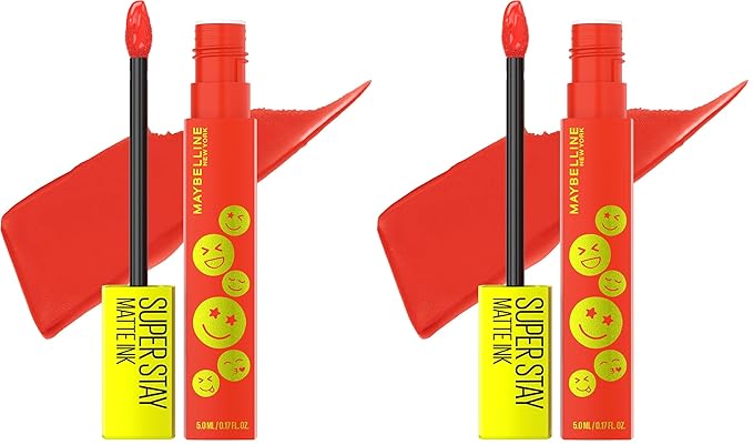 MAYBELLINE Super Stay Matte Ink Liquid Lip Color, Moodmakers Lipstick Collection, Long Lasting, Transfer Proof Lip Makeup, Pleasure Seeker, Red, 1 Count (Pack of 2)