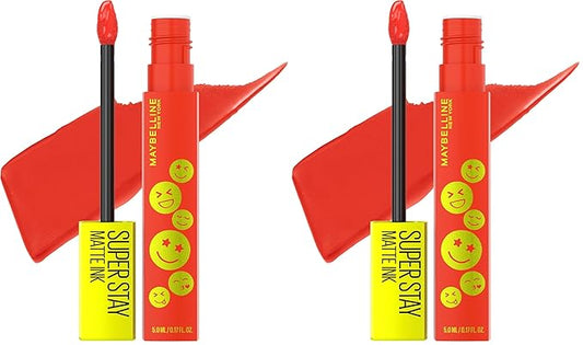 MAYBELLINE Super Stay Matte Ink Liquid Lip Color, Moodmakers Lipstick Collection, Long Lasting, Transfer Proof Lip Makeup, Pleasure Seeker, Red, 1 Count (Pack of 2)