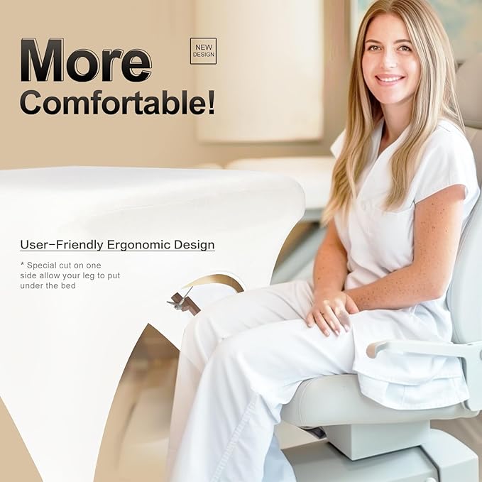 Spa Bed Cover Professional Lash Bed Cover Stretchy Massage Table Cover Beauty Bed Protective Topper, Excellent for Lash Extension, Spa, Massage, Beauty Salon, Wax, Tattoo Bed and Table (White)