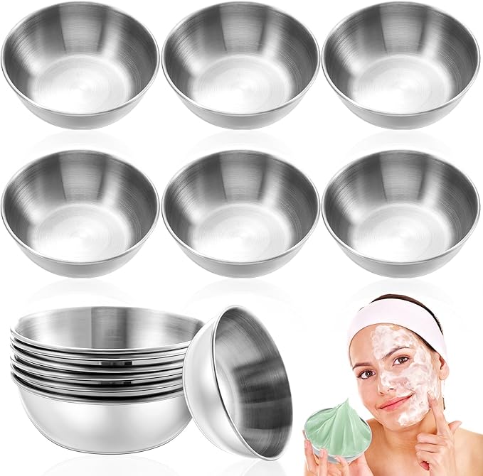 6 Pcs 3.23 In DIY Face Mask Mixing Bowl Stainless Steel Esthetician Facial Mask Bowl Facial Small Mixing Esthetician Supplies for Lady Women Skincare Home Salon Cosmetic Beauty (Silver)