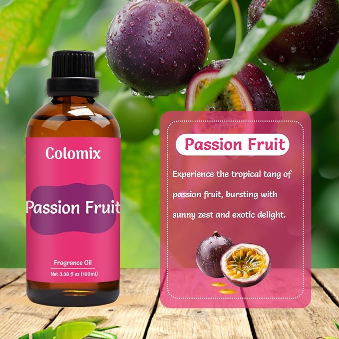 Premium 100ml Passion Fruit Fragrance Oil, Essential Oils for Diffusers for Home, Scented Oil for Candle Making, Soap Supplies, Long-Lasting Scent Gift