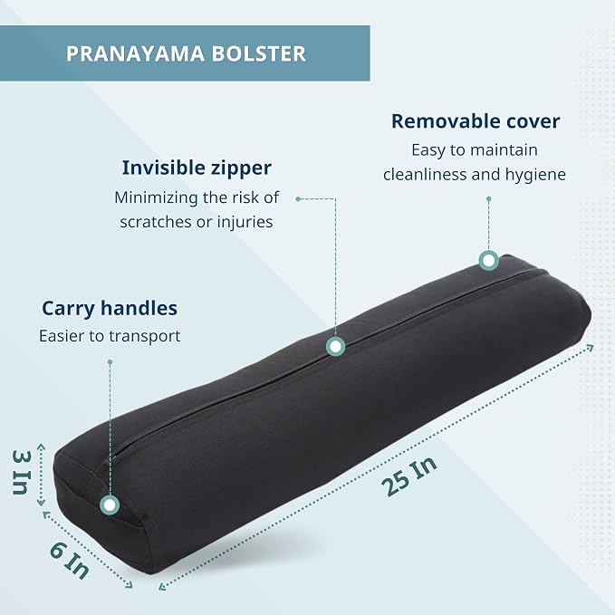 Everyday Yoga Premium Bolster, Soft & Supportive Meditation Pillow with Carry Handle, Lightweight Cushion for Restorative Yoga & Relaxation (Multi-Color)