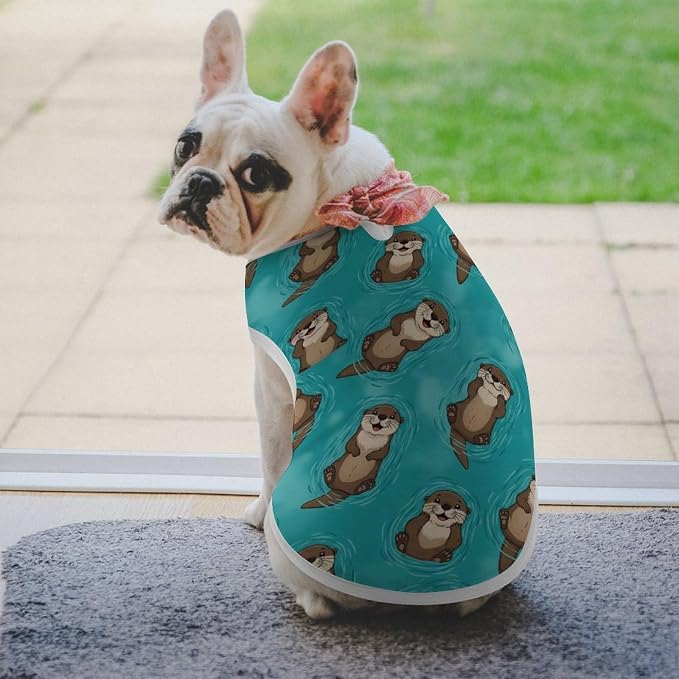 Dog Soft Breathable Clothes Cat Fashion Shirt Pet Cute Swimming Otter Cute Tank Tops T Shirt