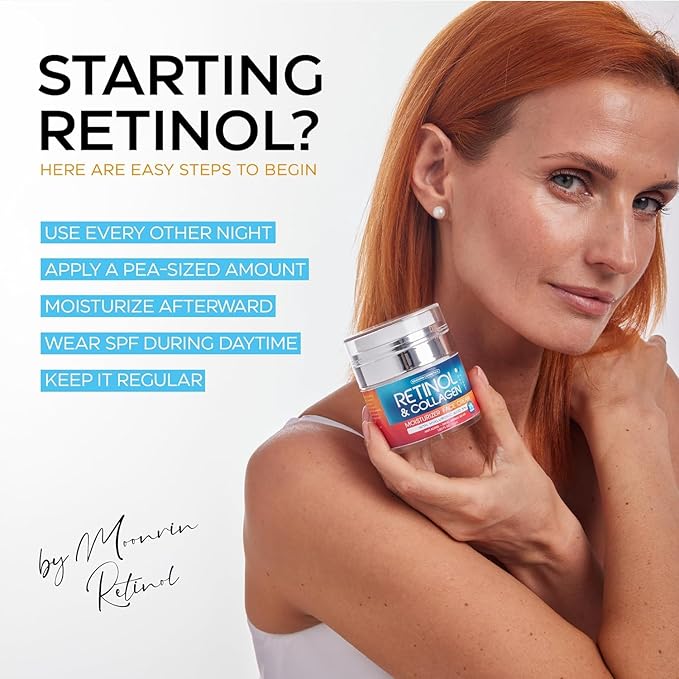 Retinol Cream for Face with Hyaluronic Acid, Day-Night Anti-Aging Moisturizer for Women, Men, Collagen Cream for Face Reduces Wrinkles, Dryness, 1.85 Oz