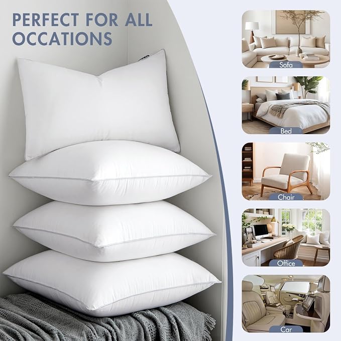 MIULEE 12 x 20 Pillow Inserts (Set of 2) -Decorative Throw Pillows with 100% Cotton Covers Rectangle for Sofa Couch