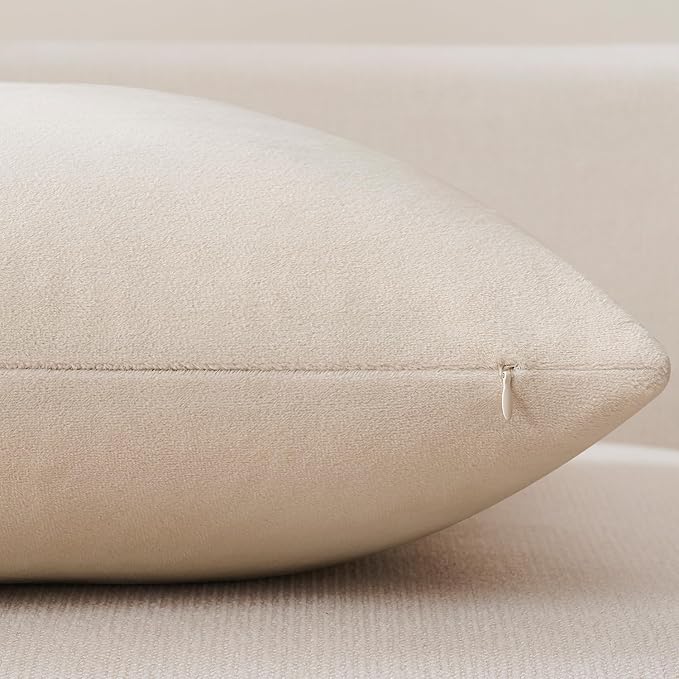 Throw Pillow Covers Lumbar 14x36 Inch Velvet Pillow Covers, Soft Decorative Beige Pack of 1 Long Pillow Case for Couch Cushion Chair Sofa Bed Living Room, Home Boho Decor
