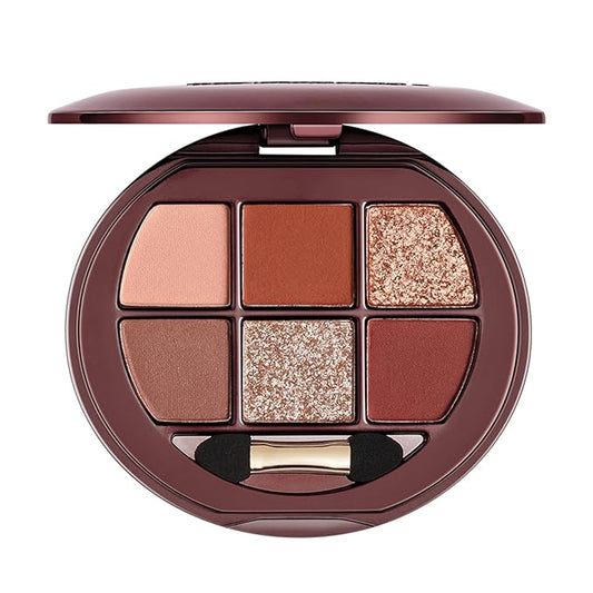 6 Colors Shimmer Eyeshadow Palette with Mirror Neutral Nude Eye Shadow Matte & Glitter Shades Highly Pigmented Blendable Waterproof Long-Lasting Natural Smokey Eye Makeup Palette for Women 12#