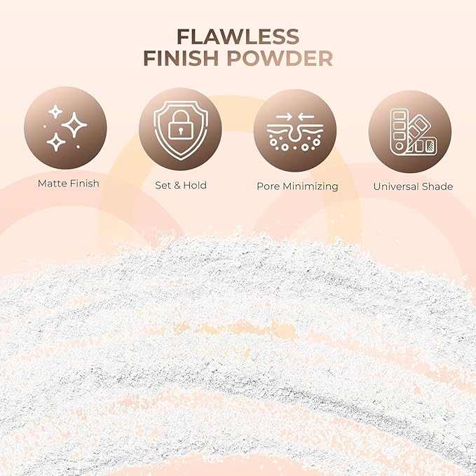 4pc Full Size Kit (Deep Tan) Mineral Makeup Matte Translucent Loose Foundation + Kabuki Brush + Concealer + Finishing Setting Powder + Bare Face Full Coverage SPF 30 All Skin Types Waterproof