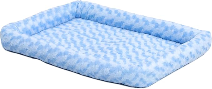 MidWest Homes for Pets QuietTime Fashion XXS Dog Bed - Blue Faux Fur Bolster, Ultra-Soft and Machine Washable, Fits 18-Inch Crates and Carriers, for Small Dogs and Cats