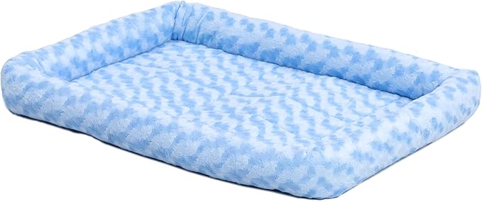 MidWest Homes for Pets QuietTime Fashion Dog Bed - Blue Faux Fur Bolster, Ultra-Soft and Machine Washable, Fits 24-Inch Crates and Carriers, for Small Breed Dogs