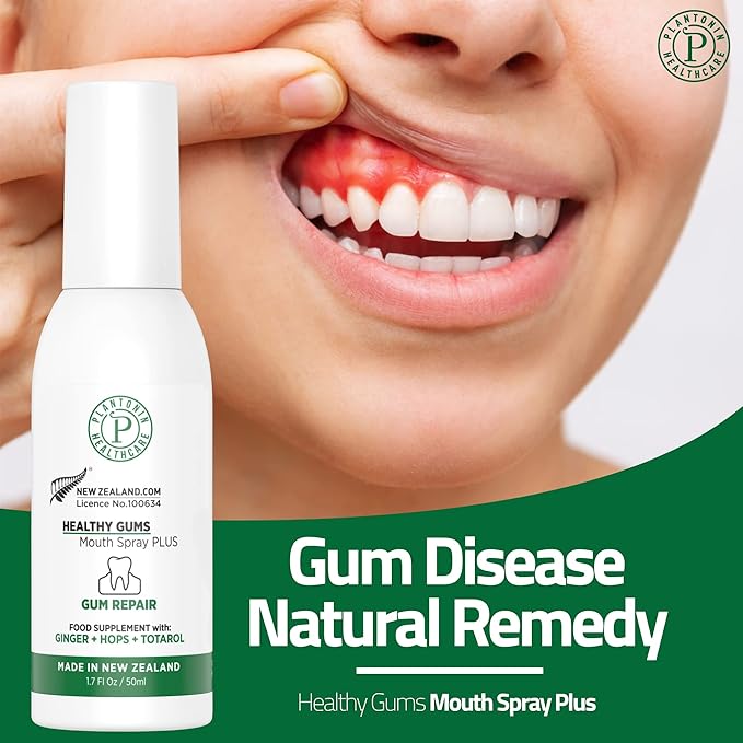 Plantonin Oral Rinse Spray for Gum Disease and Gingivitis Treatment for Adults - 50ml 142 Servings - Alcohol Free Natural Alternate of Toothpaste with Ginger and Totarol - Bleeding Gums Treatment